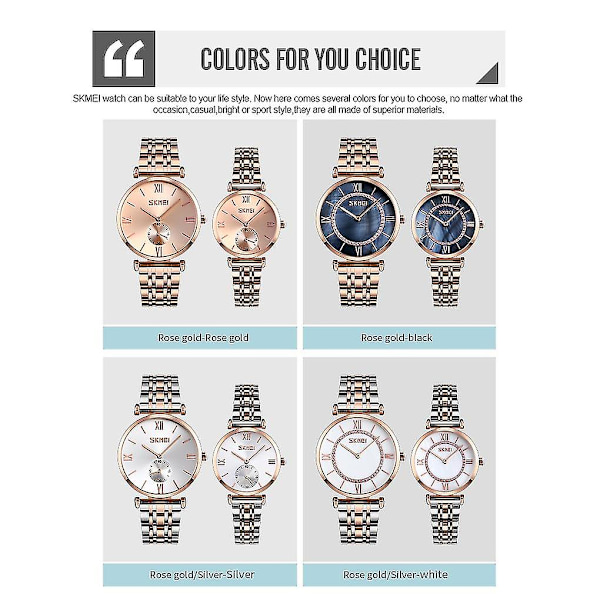 Skmei 9198 Quartz Ur til Par Rose Gold Silver Men