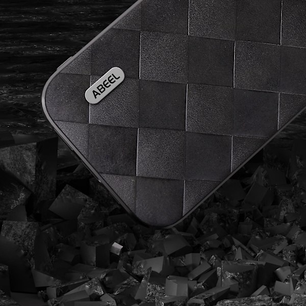 För Iphone 15 Plus Pu Läderbelagd Pc+tpu Phone case Grid Texture Cover Black