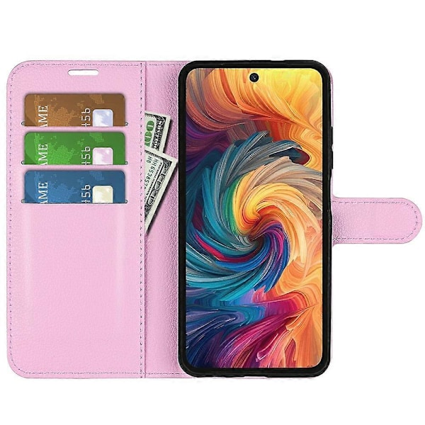 Til ZTE Blade V70 Etui Litchi Tekstur Stødsikkert Læder Wallet Telefon Cover - Grøn Multicolor Pink