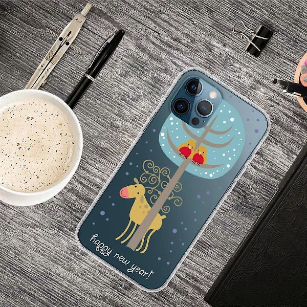 Til iPhone 16 Pro Max Cover Julemønster Print Blød TPU Telefon Cover - Sokker og Gaver Multicolor Deer Under Tree