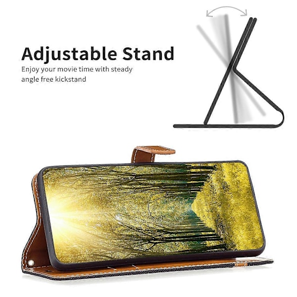 Til Samsung Galaxy A15 4G Etui Jeansstof Splejsning PU Læder Telefon Cover Multicolor Style A