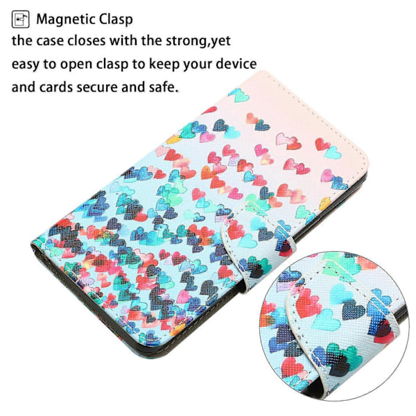 Magnetisk etui med mønstertryk og tegnebogsfunktion til Samsung Galaxy A25 5G Multicolor Love Heart
