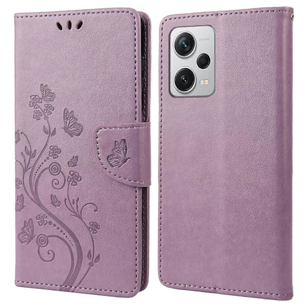 Xiaomi Redmi Note 12 Pro+ 5G -puhelimen suojakotelo, PU-nahkaa, kukka- ja perhoskuviointi, lompakkokotelo Multicolor Style H