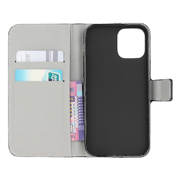 Ställ Flip Mönstertryck Design Mjukt PU Läder Magnetisk Stängning Plånboksfodral för iPhone 13 mini