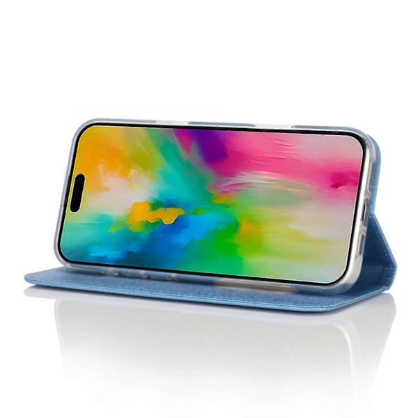 För iPhone 16 Pro Fodral PU Läder Silkeslen Textur Magnetisk Flip Telefonfodral Multicolor Style B