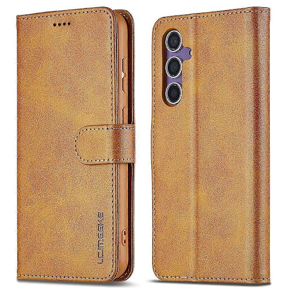 LC.IMEEKE Etui til Samsung Galaxy A56 5G, kalvetekstur PU læder, stativ, pung, telefoncover - Grå Multicolor Yellow