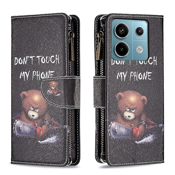 BF03 Lynlåspung i PU-læder med mønstertryk til Xiaomi Redmi Note 13 Pro 5G/Poco X6 5G Multicolor Bear