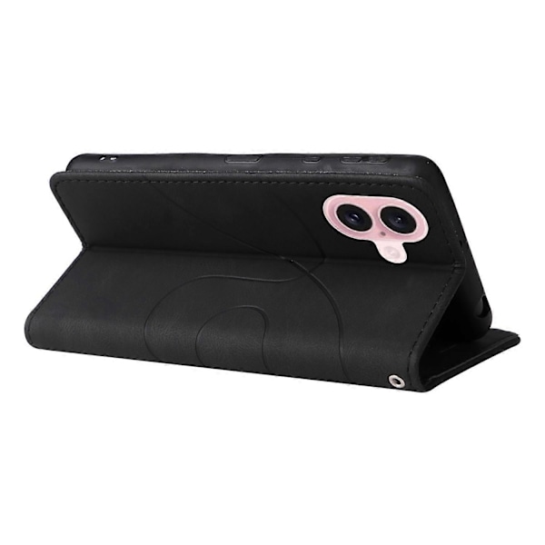 KT Læder Serie-1 Til iPhone 16 Etui Farvesplejsning Tegnebog PU Læder Telefon Cover Multicolor Style A