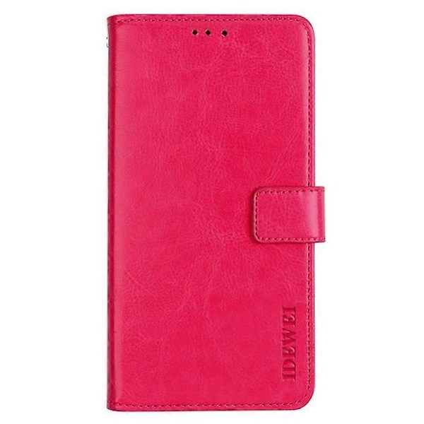 IDEWEI Folio Flip Læder Wallet Case med Crazy Horse Tekstur til ZTE Blade V50 Design 4G Multicolor Rose