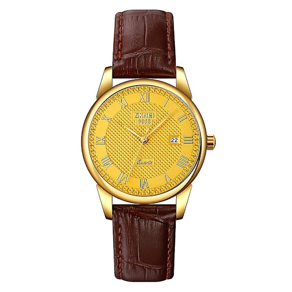 Skmei 9058 multifunktionell utomhus mode vattentät guldskal kvarts watch Gold Brown