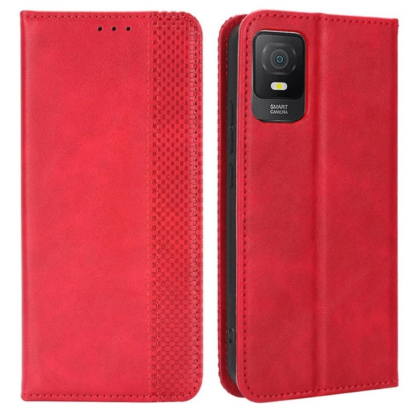 Til Tcl 403 Retro Telefon Cover Magnetisk Pu Læder Stand Mobiltelefon Wallet Etui Red