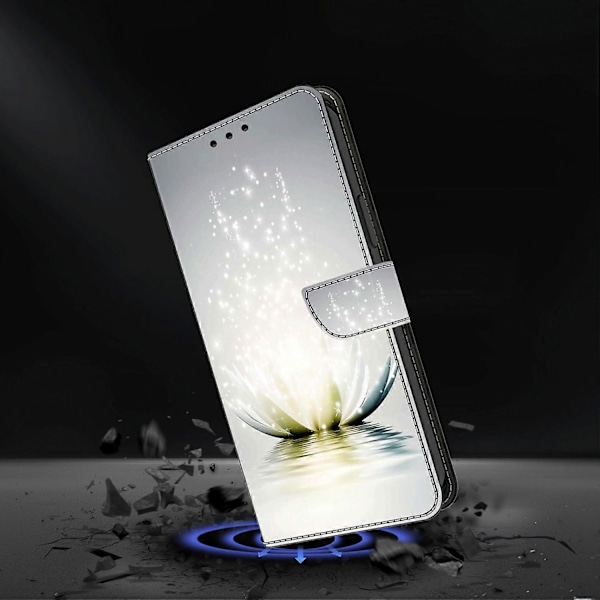 Motorola Moto E15 4G -kotelo, 3D-kuvioitu PU-nahkainen lompakkokotelo jalustalla Multicolor Lotus