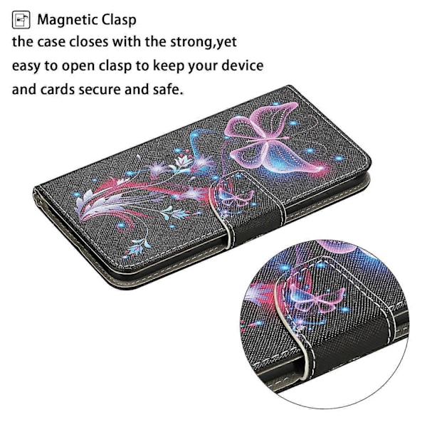 Til Samsung Galaxy A06 Etui Mønsterprint Beskyttende Læder Folio Telefon Cover - Mælkebøtte Multicolor Glowing Butterfly