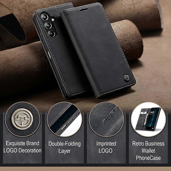 Til Samsung Galaxy A26 5G Case CASEME 013 Series Kortholder Stativ Læder Telefon Cover - Kaffe Multicolor Black