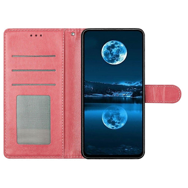 Læder telefoncover med pung, stativ og praktisk rem til iPhone 14 - Grøn Multicolor Pink