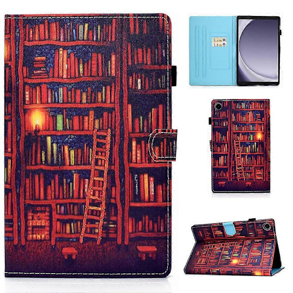 Samsung Galaxy Tab A9+ PU-nahkakotelo, kuvioitu, älykäs tablettisuojus kynätelineellä Multicolor Style A