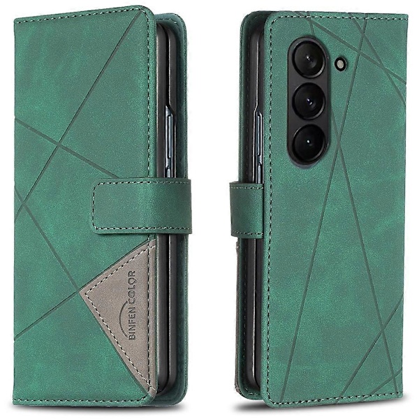 BINFEN COLOR BF05 Etui til Samsung Galaxy Z Fold6 5G PU Læder Geometrisk Telefon Cover Multicolor Style F