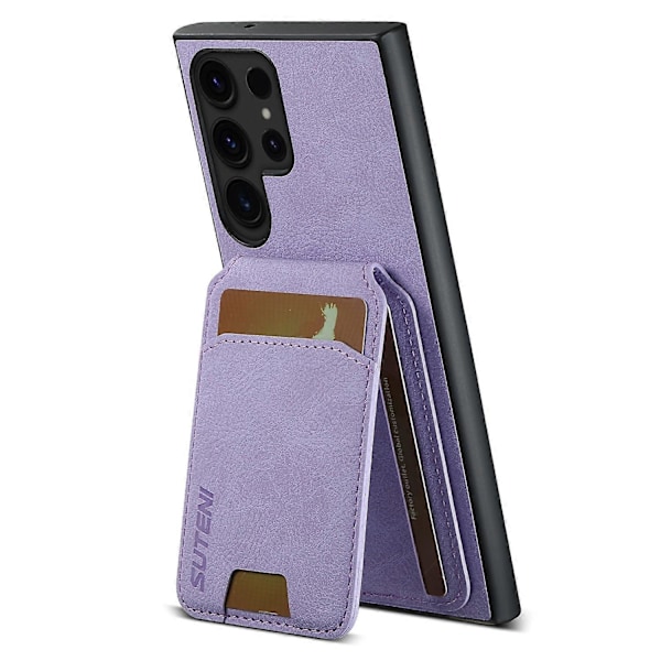 SUTENI H02 Etui med Støttefod og Kortpladser i Læder til Samsung Galaxy S23 Ultra Multicolor Style C