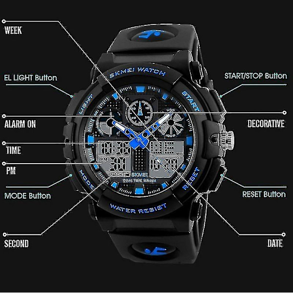 Skmei 1270 Men Vattentät Dual Display Digital Watch Red