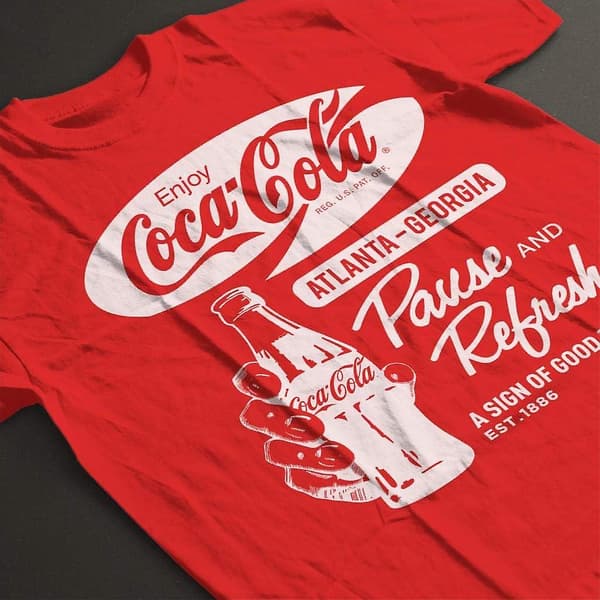 Coca Cola Pause And Refresh Retro T-paita miehille Red L