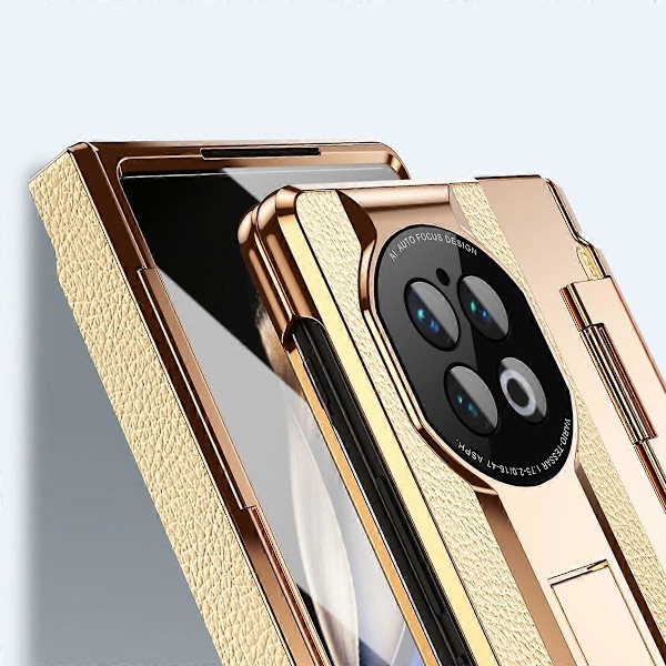 För vivo X Fold2 Ställ Telefonfodral PU Läder+PC Stöttåligt Skyddsfodral med Glasfilm Multicolor Style A