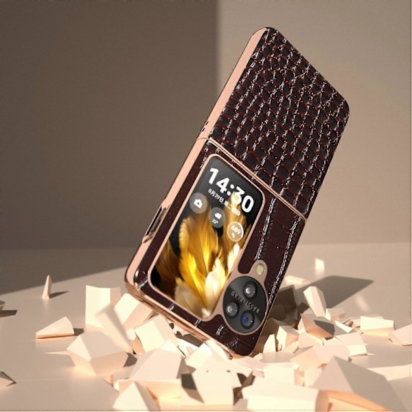 Skal för Oppo Find N3 Flip 5G Krokodiltextur Äkta Läder+PC Mobilskal Multicolor Style C