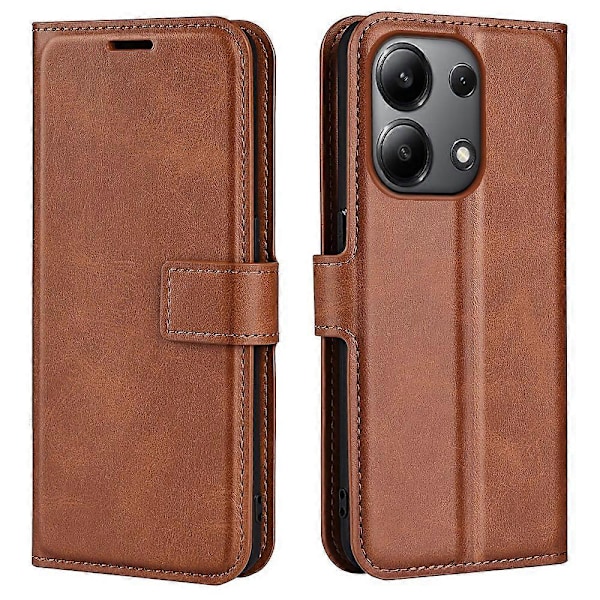 Læder Wallet Case Flip Telefon Cover med Magnetisk Lås til Xiaomi Redmi Note 13 4G Multicolor Light Brown
