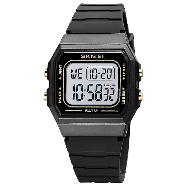 Skmei 1683 LED Digital Display Elektronisk Ur Black Gold and White