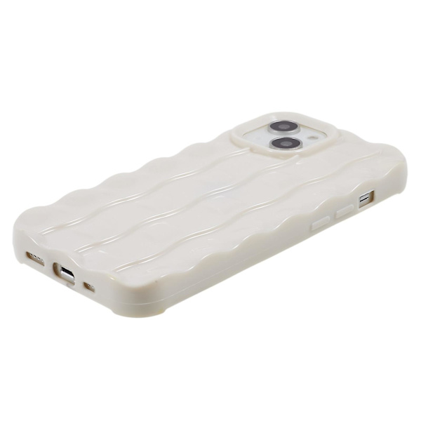 För Iphone 13 Soft Tpu Case 3d randigt mönster Anti-halk bakre cover White
