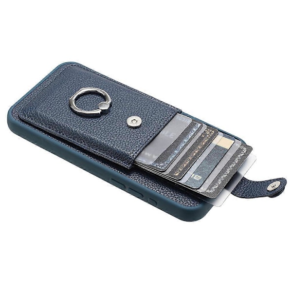 Kortlommer Læder Bagcover med Ringstøtteben til iPhone 15 Plus/14 Plus Multicolor Style F