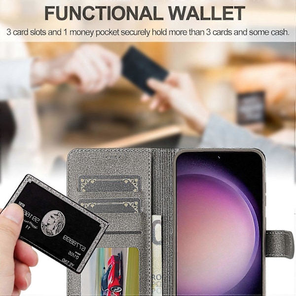 LC.IMEEKE Til Samsung Galaxy A26 5G Etui Kalvetekstur PU Læder Stand Wallet Telefon Cover- Multicolor Grey