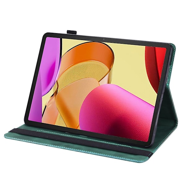 För Amazon Fire Max 11 Pu Läder Case Korthållare Mönstertryckt Stativ Cover Green