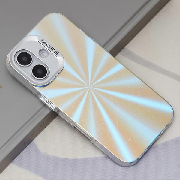 Til iPhone 16 Plus Cover Silikone+PC IMD Laser Tekstur Mat Telefon Cover-AK6 Multicolor AK2