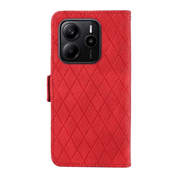 Xiaomi Redmi Note 14 4G (164,84x78,15x8,16mm) Läppäkotelo Ruutu PU Nahka Lompakko Puhelinkotelo Multicolor Red