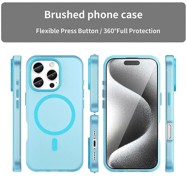 iPhone 16 Pro -kuori, yhteensopiva MagSafe-tekniikan kanssa, TPU+PC, ohut, matta, läpikuultava puhelinkuori - Vihreä Multicolor Blue