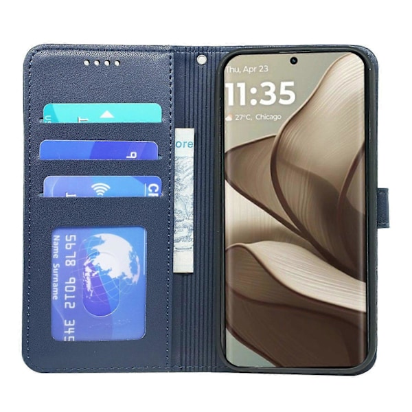 Til Motorola Edge 50 5G Wallet Case Magnetisk Lukning Læder Telefon Cover med Rem - Grøn Multicolor Blue