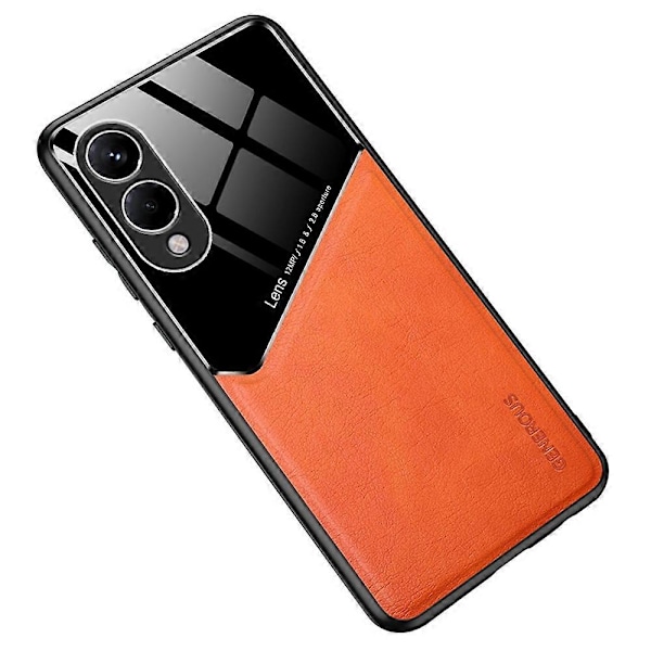 Til Samsung Galaxy S25 Edge Cover Læderbelagt PC+TPU Telefon Bagcover Multicolor Orange