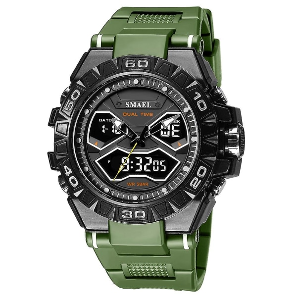 Sma 8070 Dual Display Waterproof Night Light Watch Grön Green