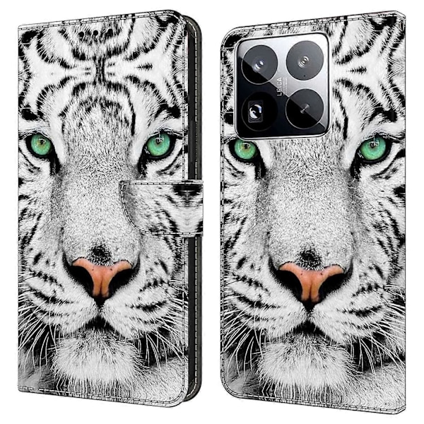 Xiaomi 15 Pro -kotelo korttipaikalla, kuvio painettu TPU+PU-nahkainen läppäpuhelimen suojus Multicolor Tiger Face