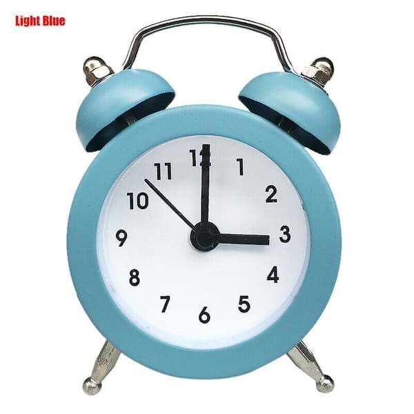 Väckarklocka Lilone Twin Bell Högt för tunga sovande sovrum Ljusgul Mini Light Blue