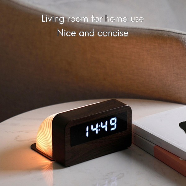 Time Light Elektronisk Vækkeur Boglampe Lille Ur Sort
