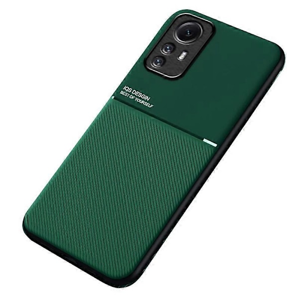 Til Xiaomi Redmi Note 12S 4G Linjer Præget PU Læder+TPU Etui Magnetisk Bilholder Telefon Cover Multicolor Style C