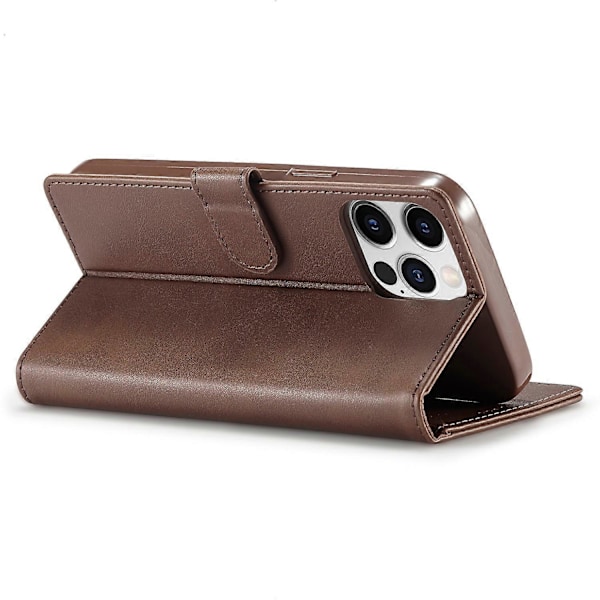 LC.IMEEKE Pung Etui til iPhone 15 Pro Max Kalvetekstur Foldbart Stativ PU Læder Flip Cover Multicolor Style A