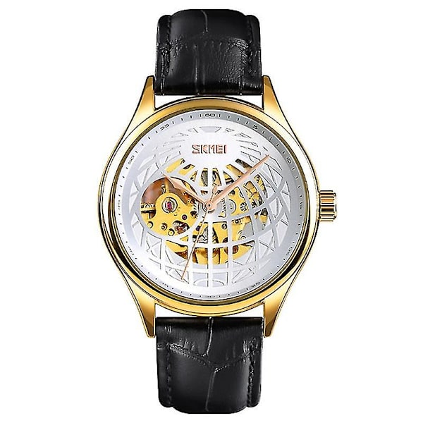 Skmei 9209 Automatisk Hul Mekanisk Ur Golden Silver
