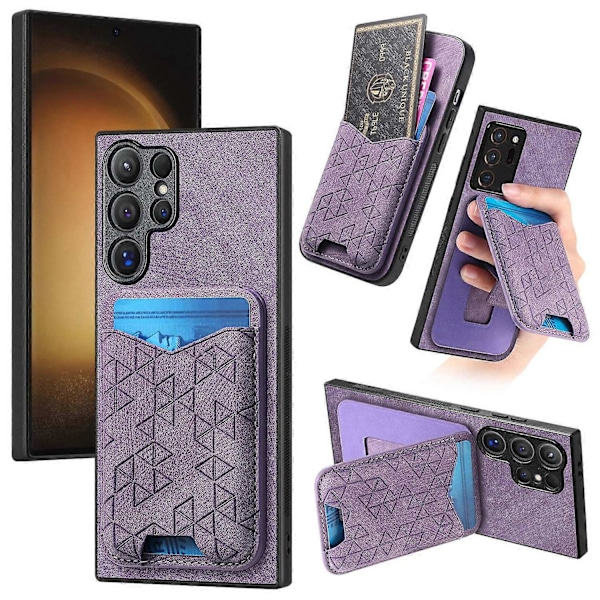 Til Samsung Galaxy S23 Ultra Etui Præget Mønster Kortholder Støtteben Læder Bagcover Multicolor Style B