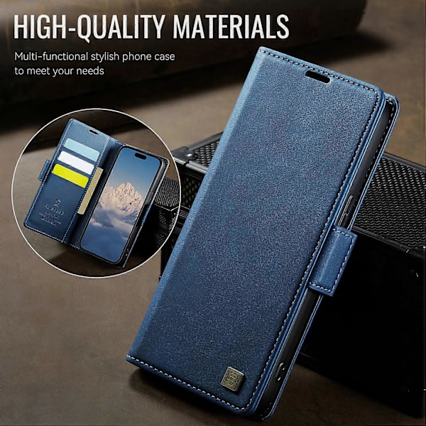 iPhone 13 Pro Max 6,7 tuuman kotelolle AUTSPACE A11 RFID-suojattu retro nahkainen matkapuhelinlompakkokotelo Multicolor Blue