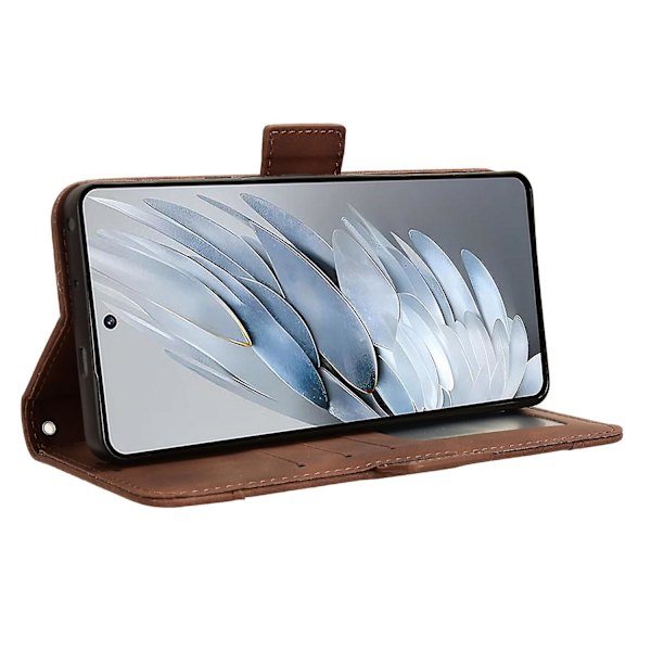 För Zte Nubia Z50s Pro 5g Pu Läder Stativ Cover Flera kortplatser Plånbok Folio Phone case Brown