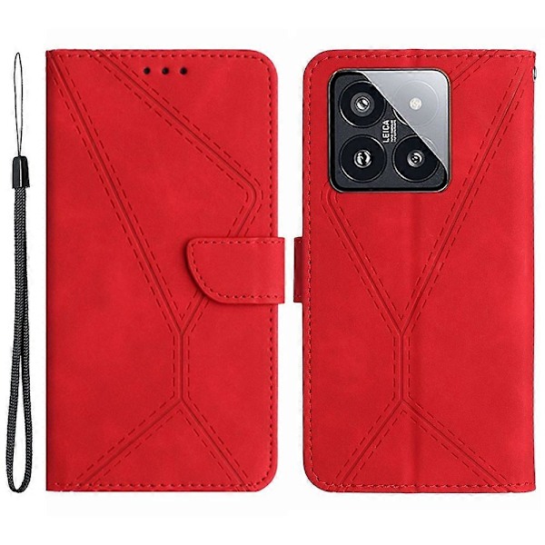 Til Xiaomi 14 Etui Læder Hud-berøring Anti-ridse Pung Telefon Cover Multicolor Style B