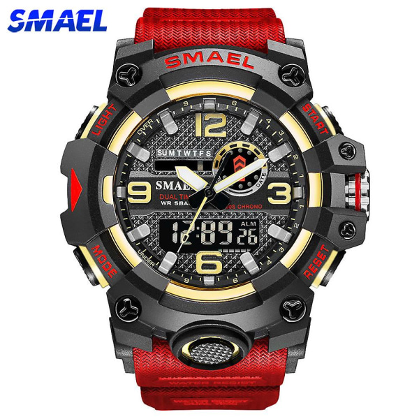 Smael Digital Herr Militär Klockor Dual Time Vattentät Lyx Topp Watch Herr Sport Led Quartz Analog Armbandsur Herr Purple