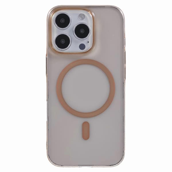 X-LEVEL Magnetisk deksel til iPhone 16 Pro, transparent bakside, slankt hardt PC-deksel - Titanium Gold